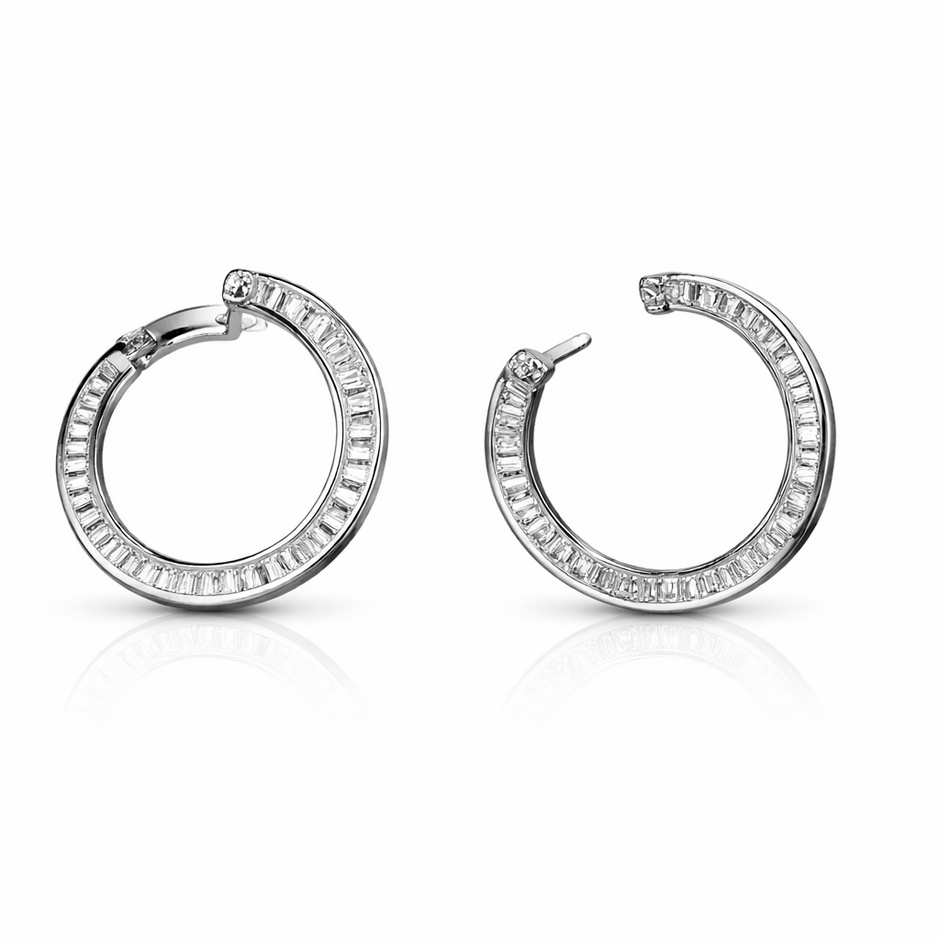 Stoneline Round Earrings | Sterling Silver