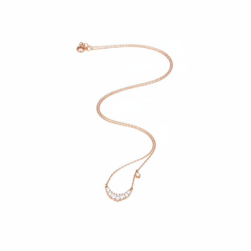 Crystal Crescent Neck Chain | Sterling Silver