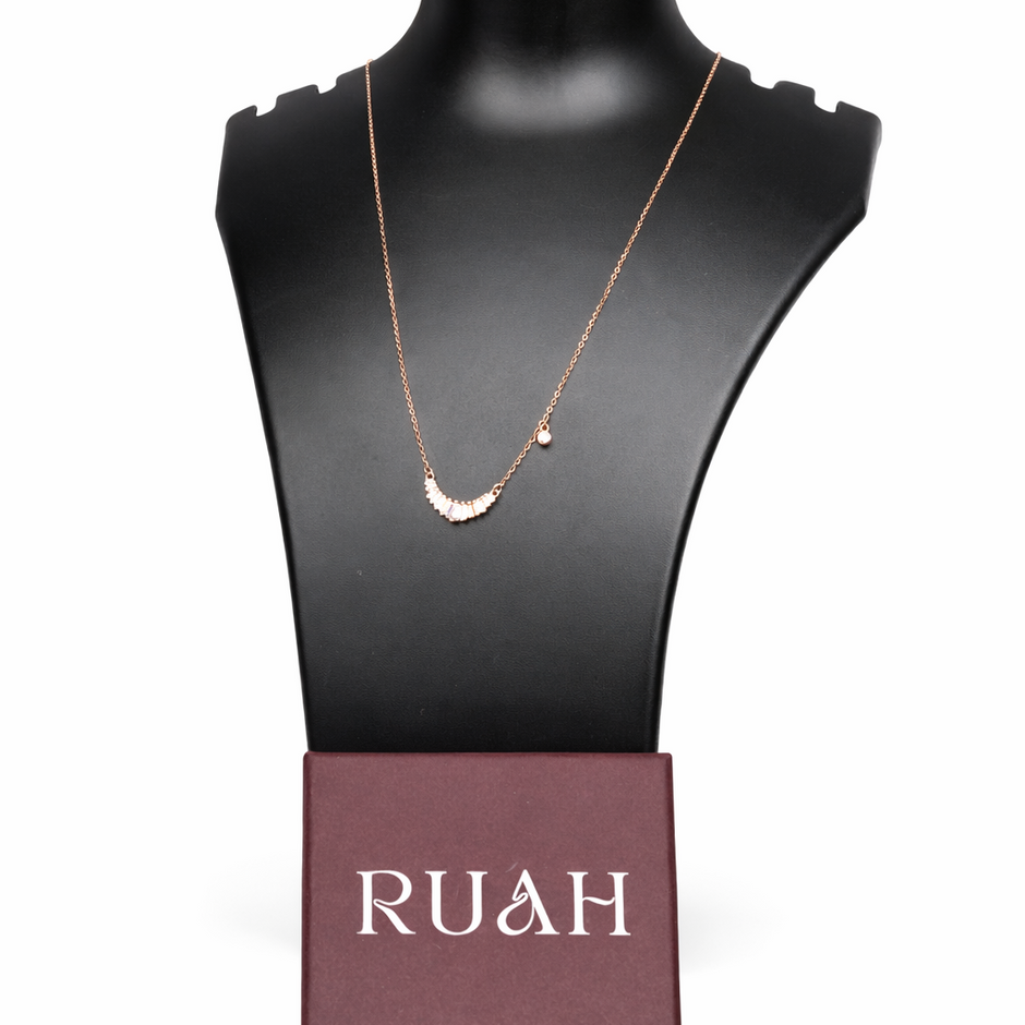 Crystal Crescent Neck Chain | Sterling Silver