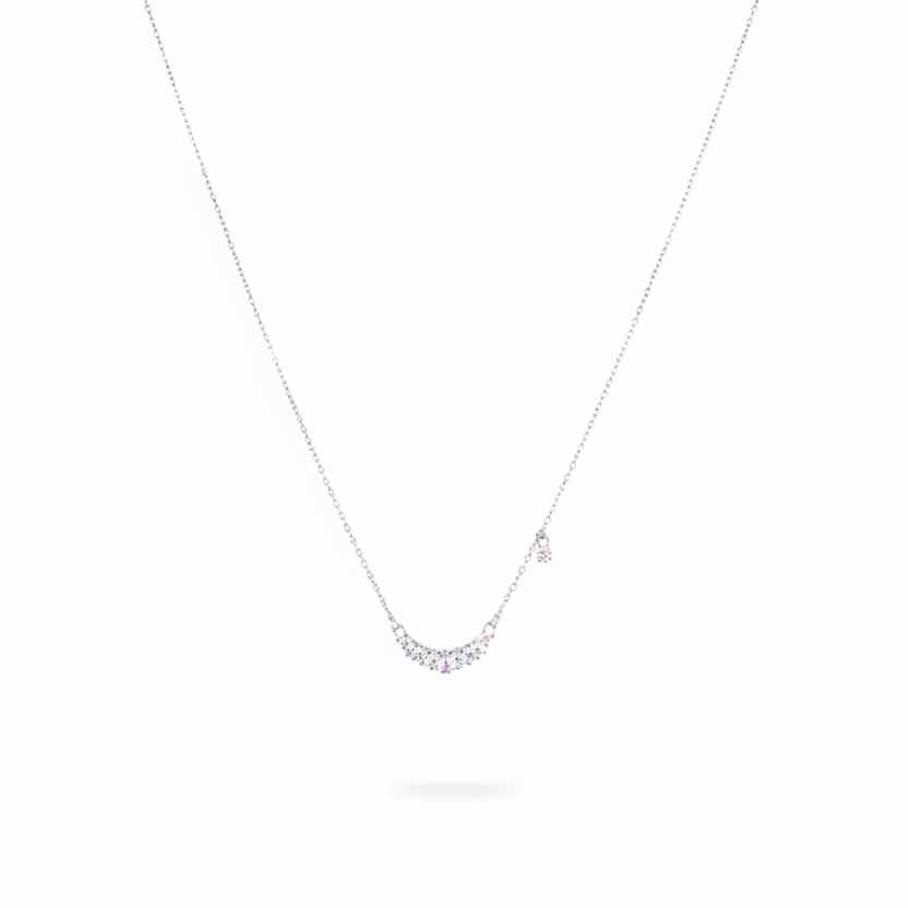 Crystal Crescent Neck Chain | Sterling Silver