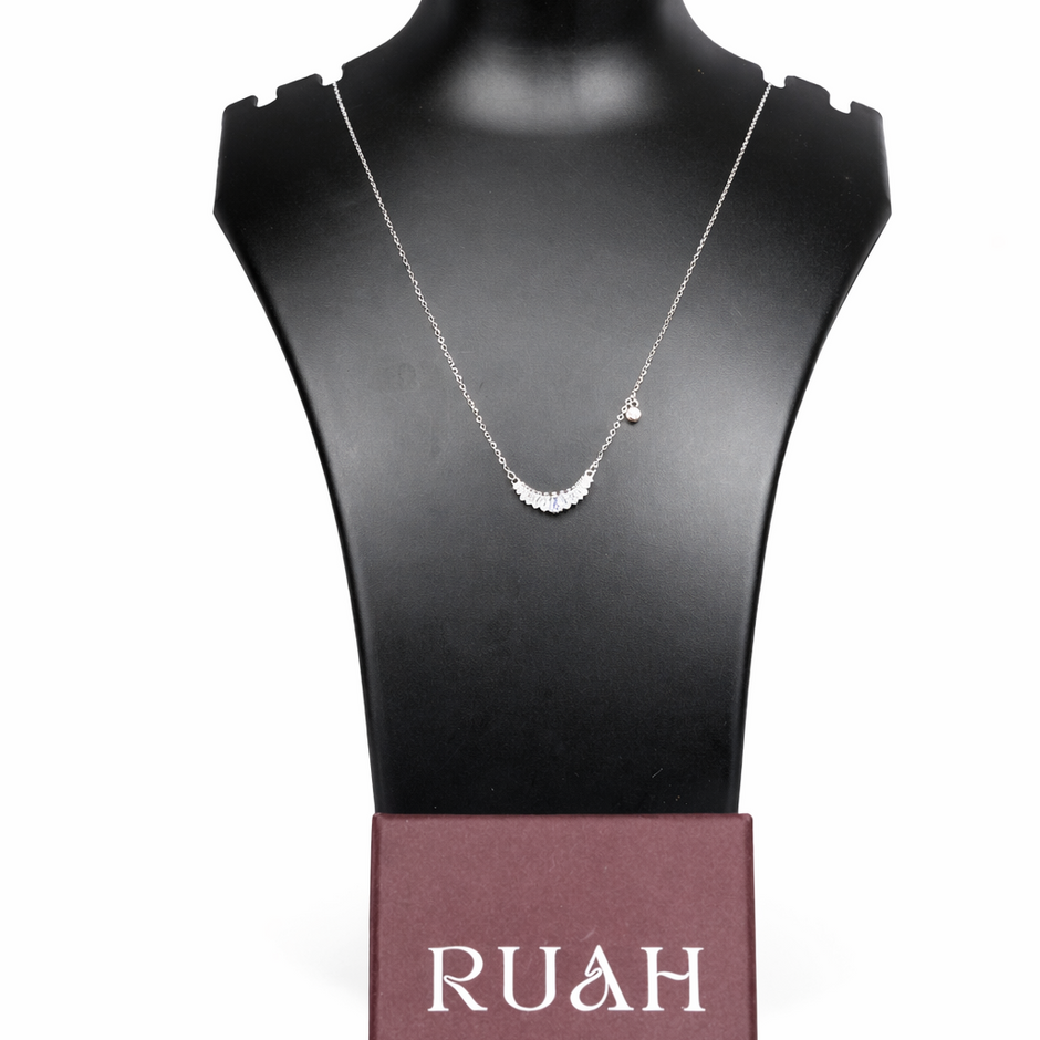 Crystal Crescent Neck Chain | Sterling Silver