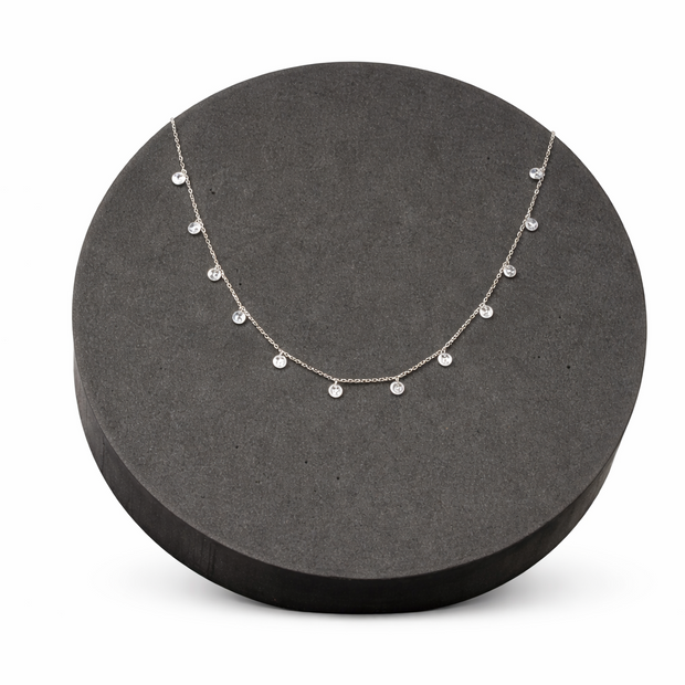 Queens Neck Round Diamond Chain|  Sterling Silver