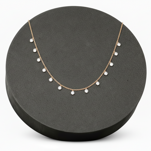 Queens Neck Round Diamond Chain|  Sterling Silver