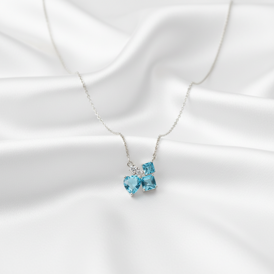 Aqua Embrace Three Wishes Neck Chain | Sterling Silver