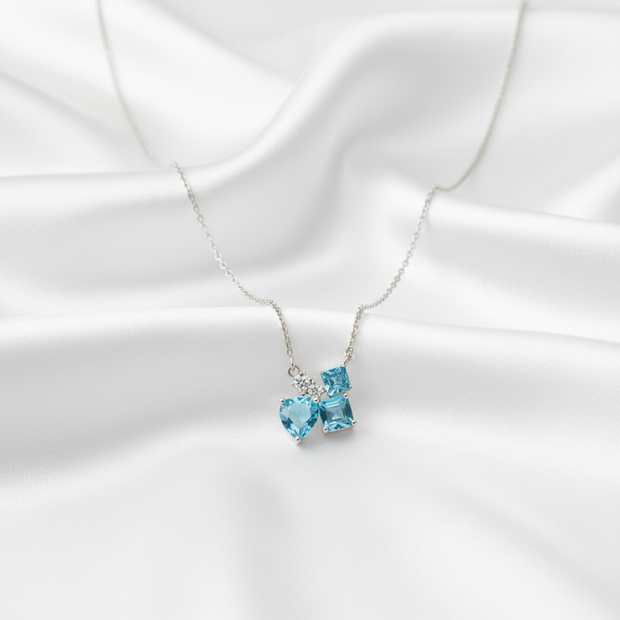 Aqua Embrace Three Wishes Neck Chain | Sterling Silver