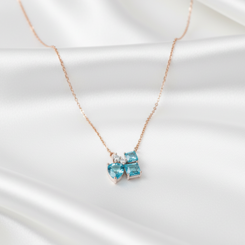 Aqua Embrace Three Wishes Neck Chain | Sterling Silver