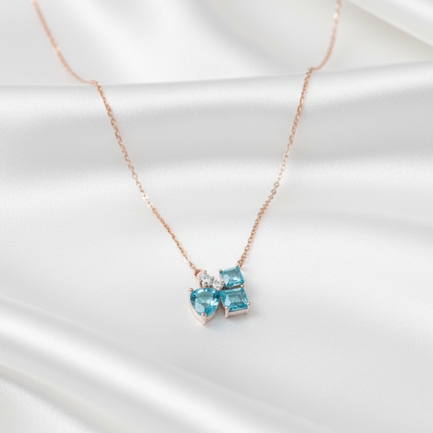 Aqua Embrace Three Wishes Neck Chain | Sterling Silver