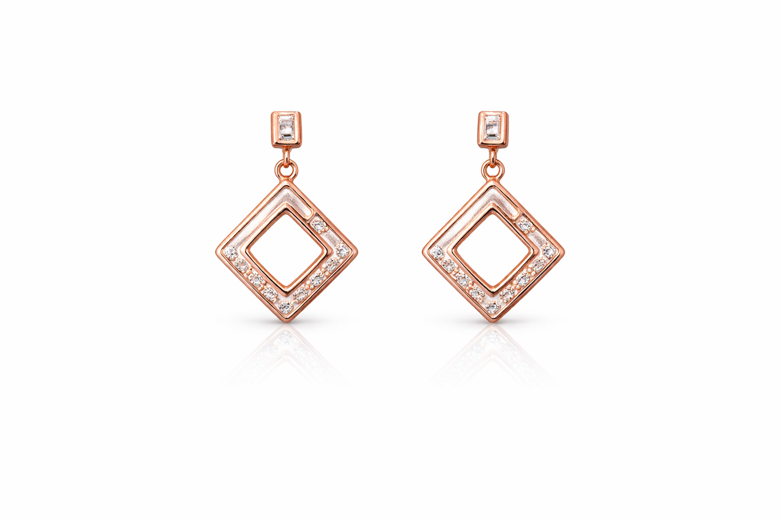 Glory Square Framelette Swing Earring | Sterling Silver