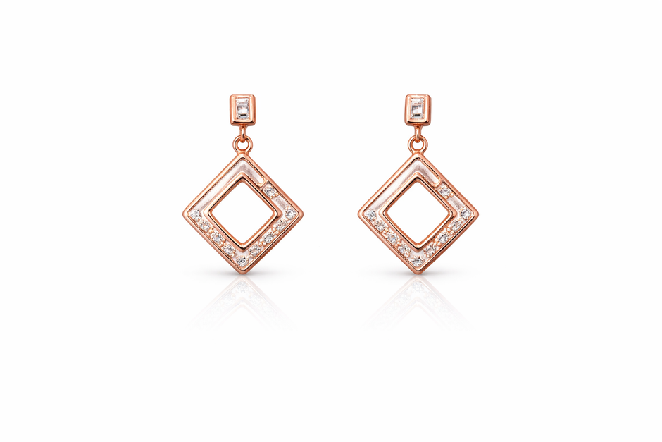 Glory Square Framelette Swing Earring | Sterling Silver