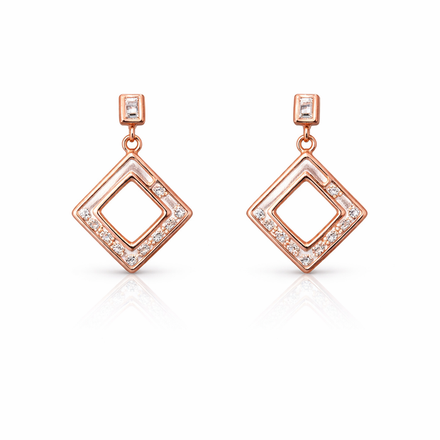 Glory Square Framelette Swing Earring | Sterling Silver