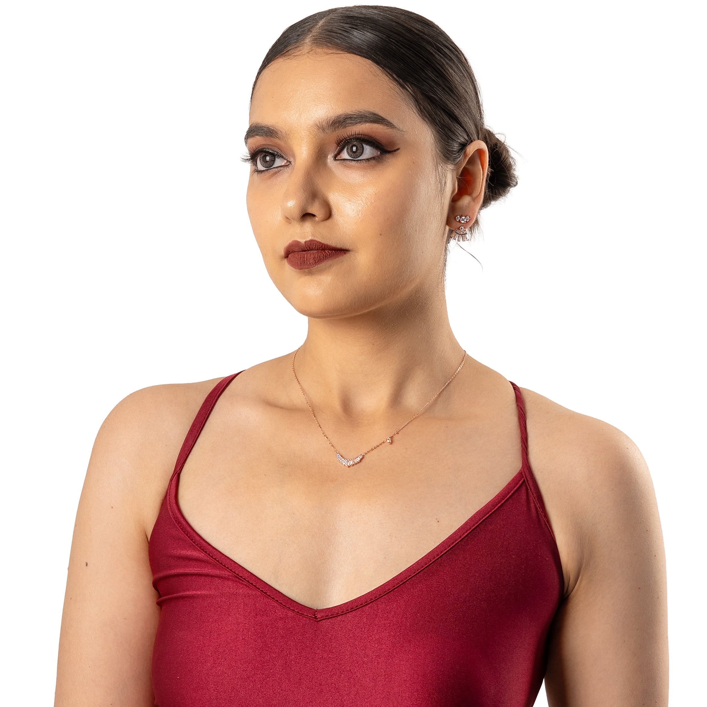 Crystal Crescent Neck Chain | Sterling Silver