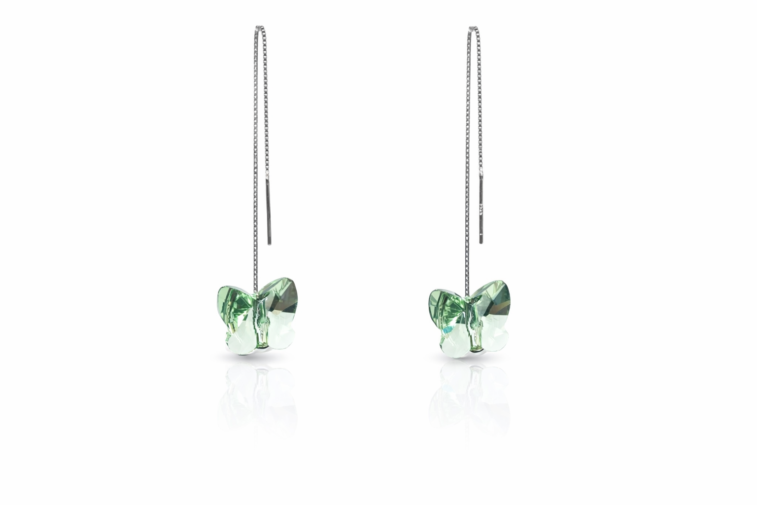 Dangler Green Butterfly Earrings | Sterling Silver