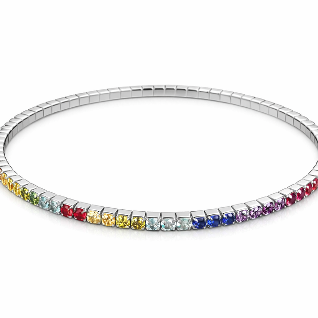 Elastic Multicolor Bracelet | Sterling Silver