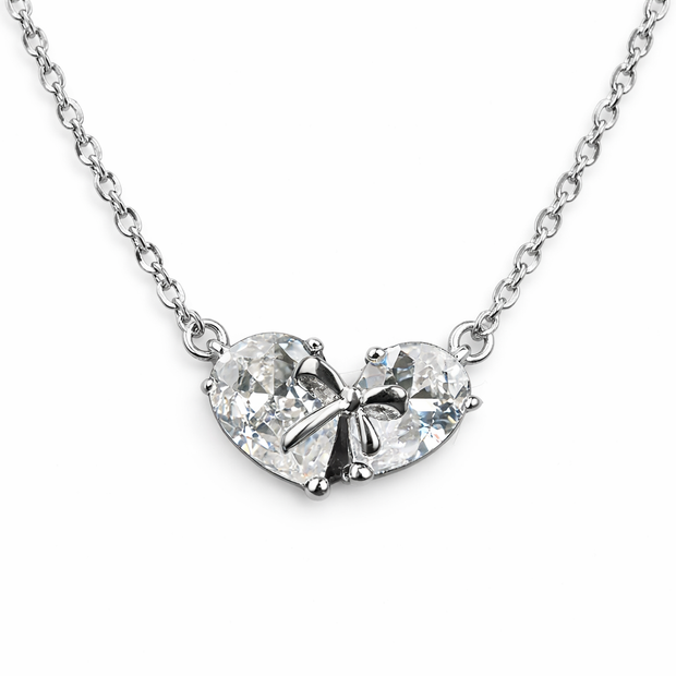 Ribboned Heart Neck Chain | Sterling Silver