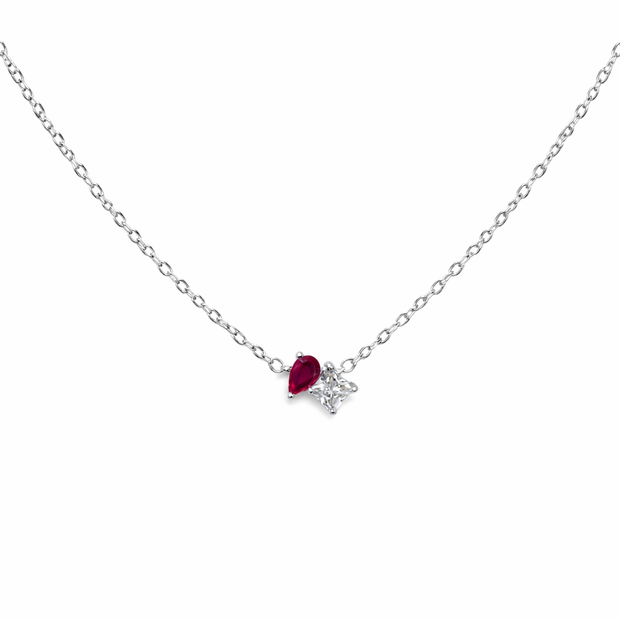 Two Stones One Story Neck Chain | Sterling Silver