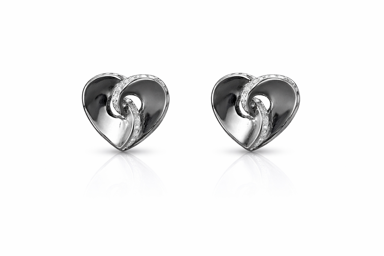 Molten Twisted Hearts Glowline Edge Earrings | Sterling Silver