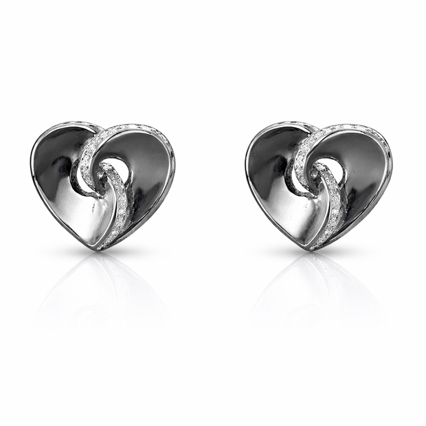 Molten Twisted Hearts Glowline Edge Earrings | Sterling Silver