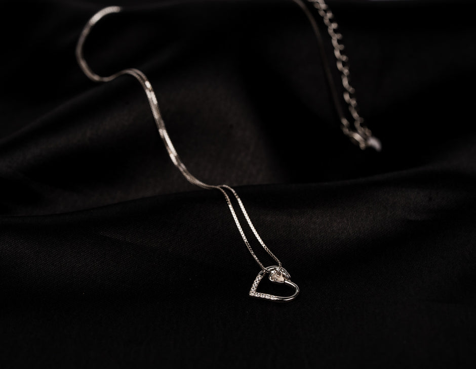 Heart Holding Heart Neck Chain | Sterling Silver