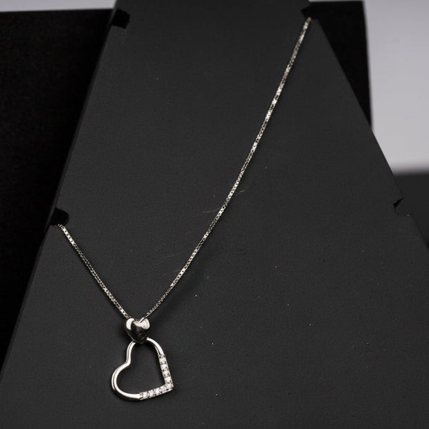 Heart Holding Heart Neck Chain | Sterling Silver
