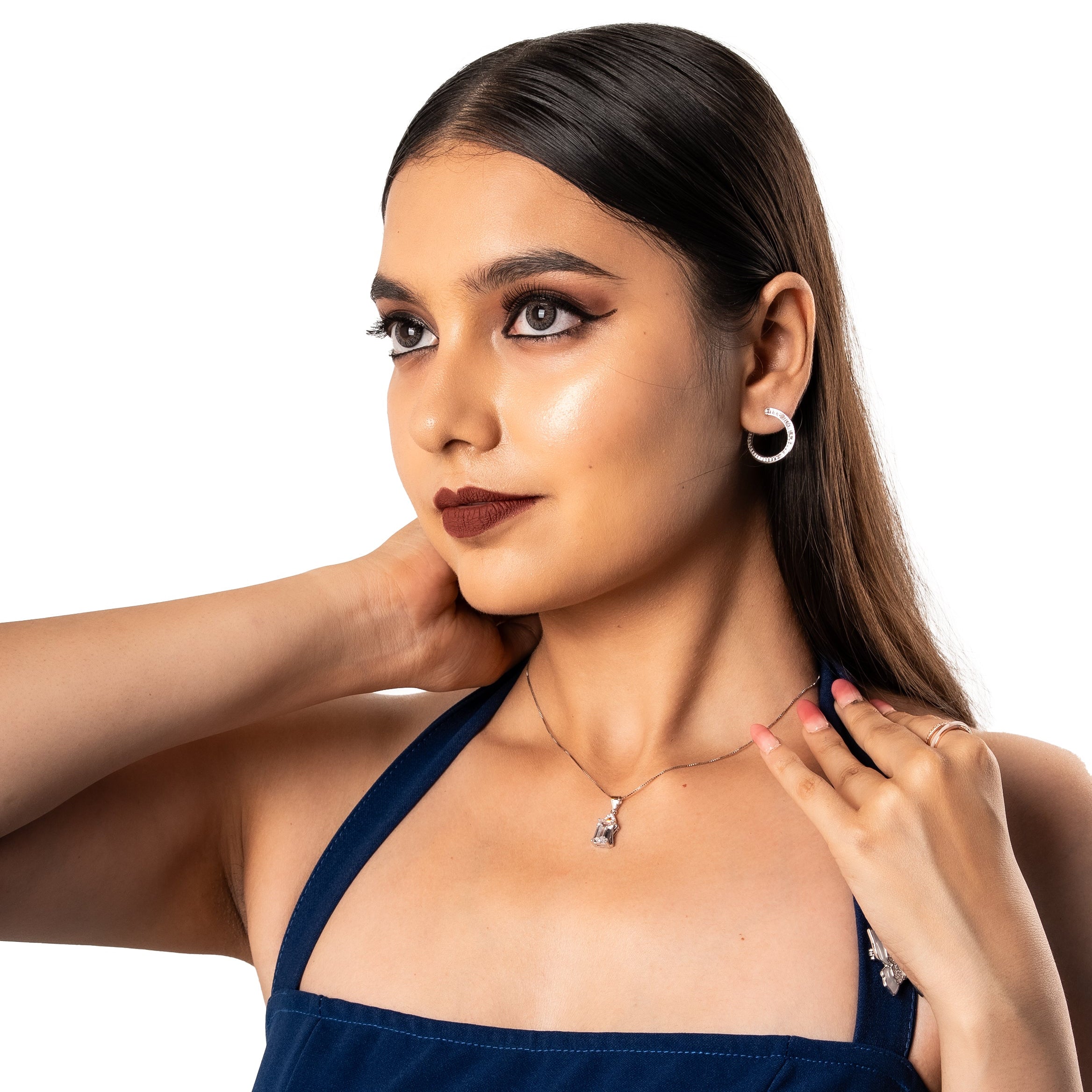 Stoneline Round Earrings | Sterling Silver