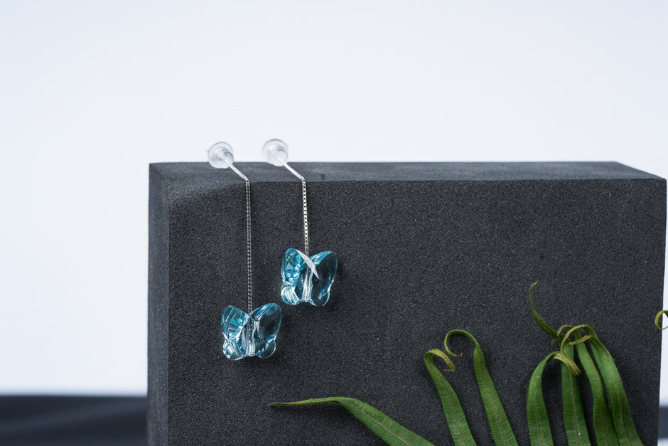 Dangler Blue Butterfly Earrings | Sterling Silver
