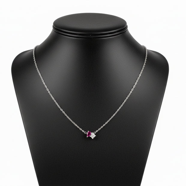 Two Stones One Story Neck Chain | Sterling Silver