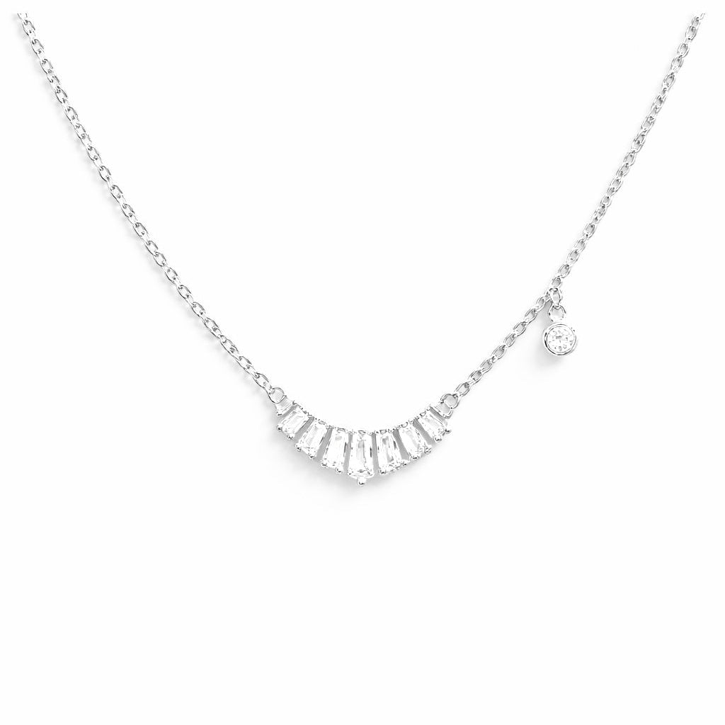 Crystal Crescent Neck Chain | Sterling Silver