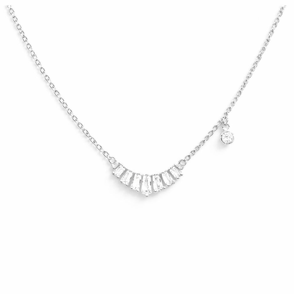 Crystal Crescent Neck Chain | Sterling Silver